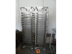2 Trolleys stainless steel for gastro