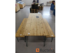 Table and 2 Assorted benches Allon Dery