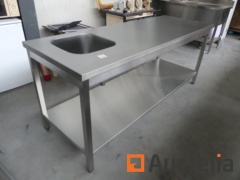 Table stainless steel sink on the right